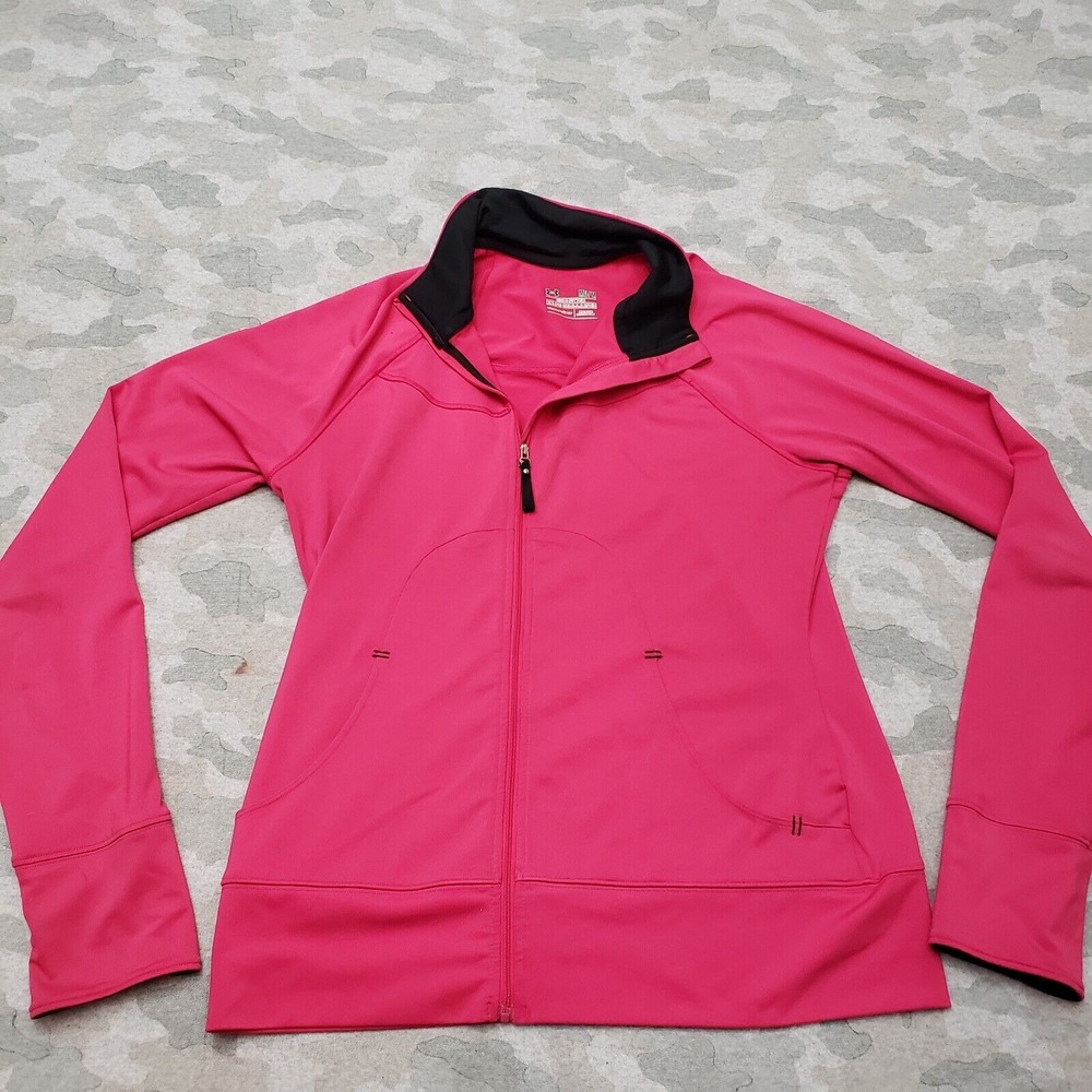 Under Armour Jacket Women's Medium Pink Full Zip All Season Gear Semi Fitted